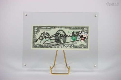 Attribué à Andy WARHOL (1928-1987). Billet de deux dollars &...