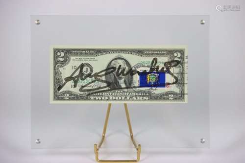 Attribué à Andy WARHOL (1928-1987). Billet de deux dollars &...