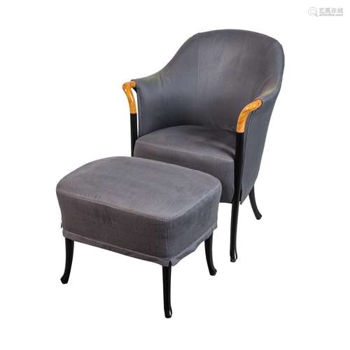 UMBERTO ASGANO, Lounge-Sessel mit Ottomane "Progetti&qu...