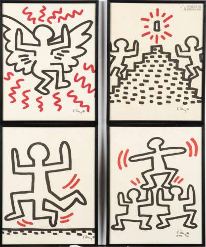 Set von 4 Keith Haring Offset Lithographien aus der Sali-Ada...