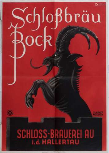 Werbeplakat Schloßbräu Bock, Schloss-Brauerei AU, i. d. Hall...