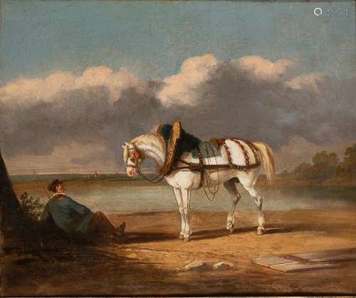 Jean Baptiste Adolphe BRONQUART (XIX)Cavalier et sa montureH...