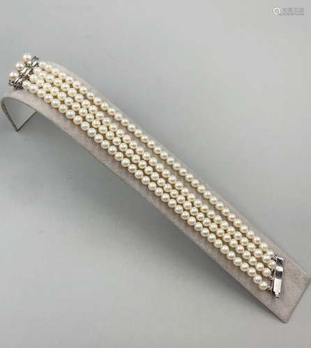 Bracelet 4 lignes de perles de culture de 4 à 6 mm de dialèt...