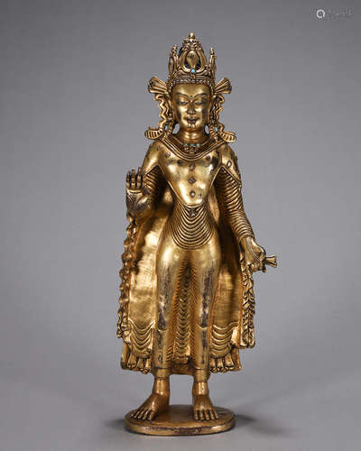 A gilding copper Tibetan Sakyamuni buddha statue