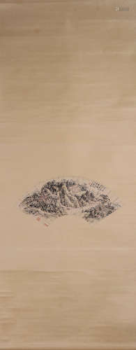 A Chinese landscape painting, Huang Binhong mark