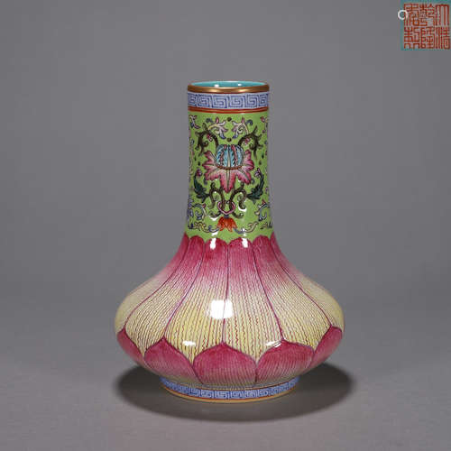 A famille rose lotus porcelain vase