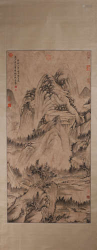 A Chinese landscape painting, Wangmeng mark