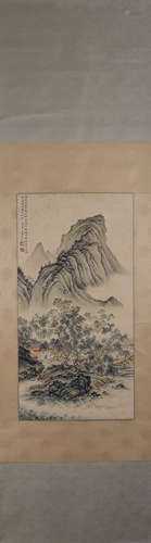 A Chinese landscape painting, Chen Shaomei mark