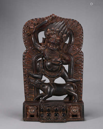 A copper Tibetan Yama-raja statue