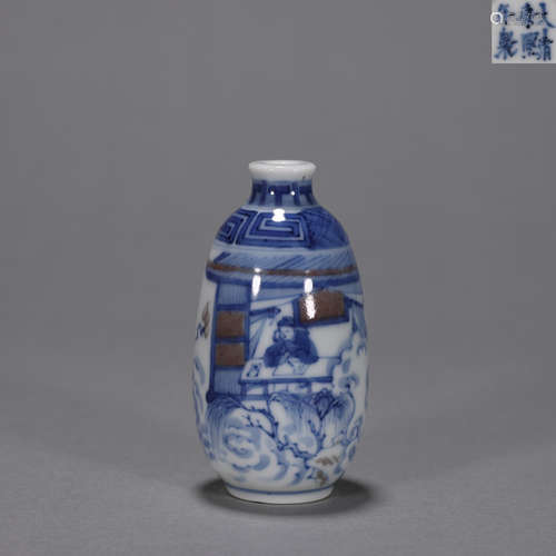 A blue and white figure porcelain snuff bottle