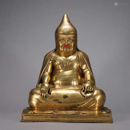 A gilding copper Tibetan Sakya statue