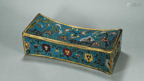 A crane patterned hollowed out cloisonne pillow