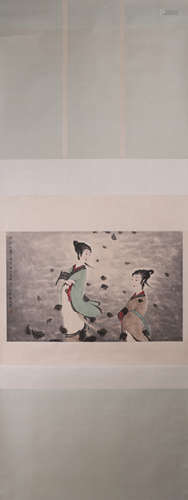 A Chinese figure painting, Fu Baoshi mark