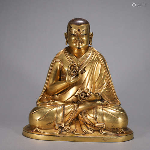 A gilding copper Tibetan buddha statue