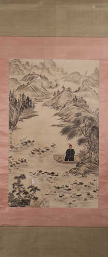 A Chinese landscape painting, Lang Shining mark