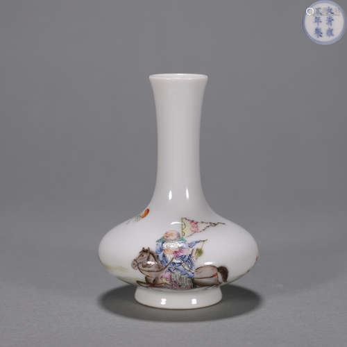 An inscribed famille rose figure porcelain vase