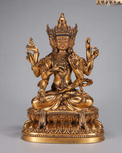 A gilding copper usnisa vijaya buddha statue