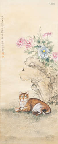 马晋	 猫菊图