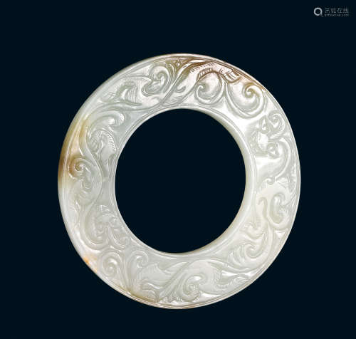 明 螭龙兽面纹白玉环