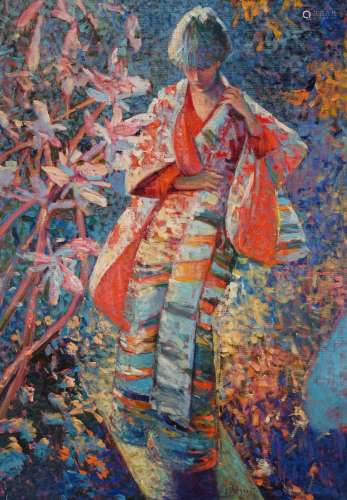 Eugène BEGARAT (1943) "Femme au Kimono" hst 92x65