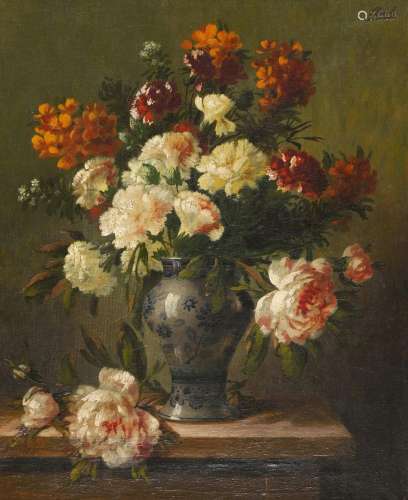 Guillaume BOUCHER (XIX) "Nature morte au vase fleuri&qu...