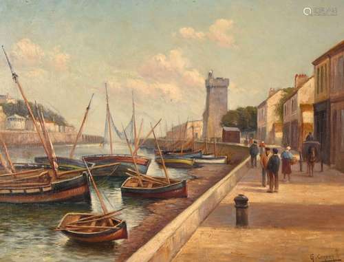 Gaston CORBIER (1869-1945) "Quai de port animé" hs...