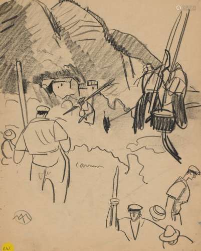 Mathurin MEHEUT (1882-1958) « Les vendanges » Crayon gras mo...