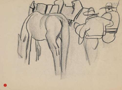 Mathurin MEHEUT (1882-1958) « Chevaux et personnages » crayo...