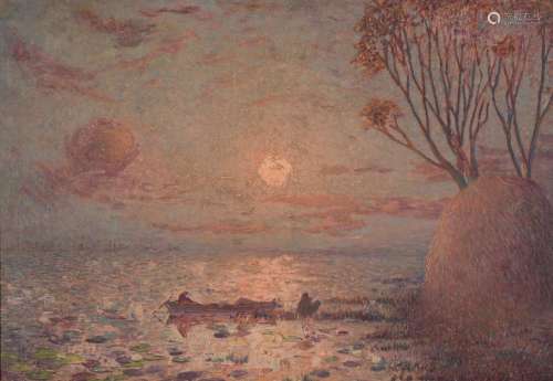 Tony ROBERT-FLEURY (1837-1912) "Clair de lune en Brière...