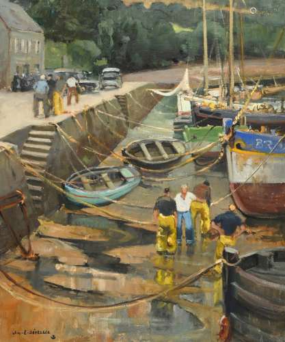 Jim SEVELLEC (1897-1971) "Port animé à marée basse"...