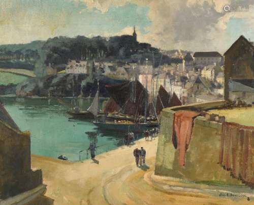 Jim SEVELLEC (1897-1971) "Douarnenez, le port" hst...