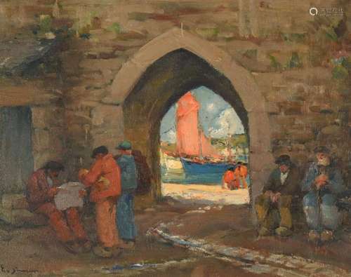 Emile SIMON (1890-1976) "La porte aux vins à Concarneau...