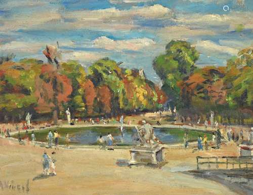 A.VINA (XX) "Bassin des Tuileries" hst sbg 27x35