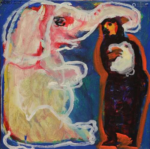 Asaad ARABI (1941) "Eléphant mère" hst 50x50