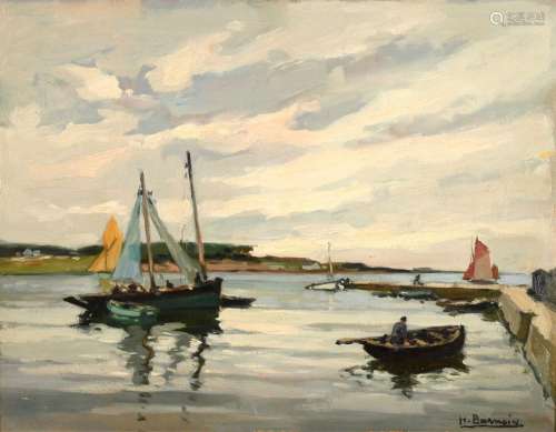Henri BARNOIN (1882-1940) "Barque sardinière près de la...