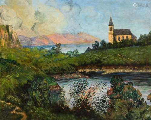 Maurice CHABAS (1862-1947) "Chapelle en bord de mer&quo...