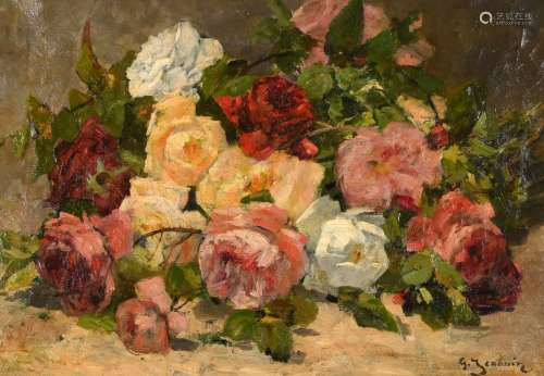 Georges JEANNIN (1841-1925) "Bouquet de roses" hst...