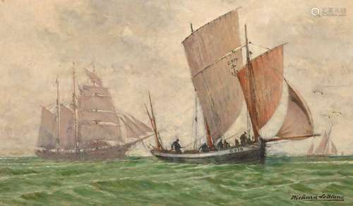 Richard LE BLANC (XXe) " Barques sous voiles" hst ...