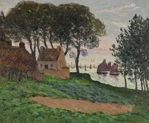 Maxime MAUFRA (1861-1918) "Douarnenez soir Brumeux"...