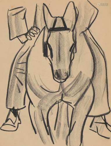 Mathurin MEHEUT (1882-1958) « Cheval de face » crayon gras n...