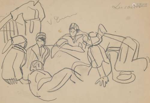 Mathurin MEHEUT (1882-1958) « Les cartes » crayon gras non s...