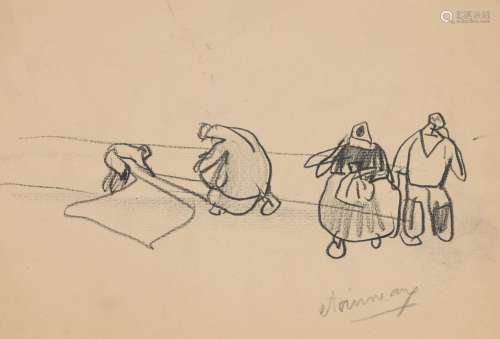 Mathurin MEHEUT (1882-1958) « Pêcheurs et filet » crayon gra...