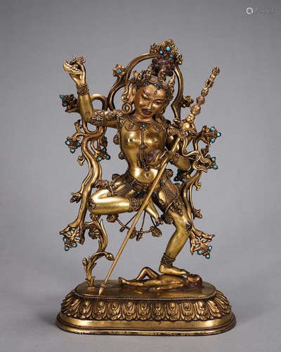 A gilding copper Vajravarahi statue