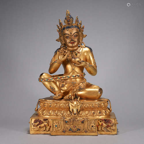 A gilding copper Tibetan buddha statue