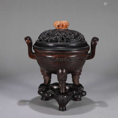 An aloeswood double-eared incense burner