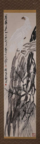 A Chinese vulture painting, Qi Baishi mark