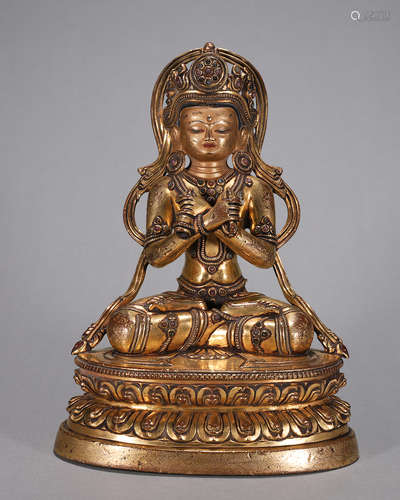 A gilding copper Vajradhara statue