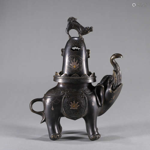 A bronze elephant incense burner