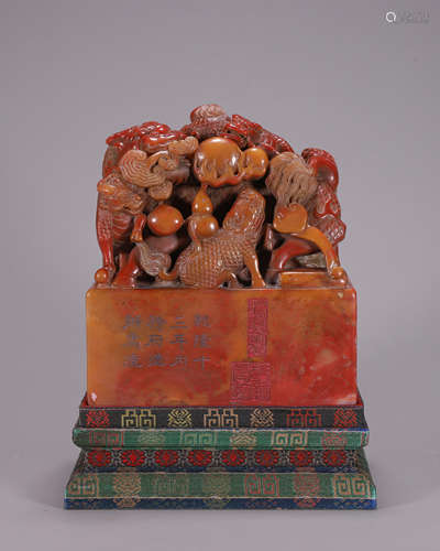 A Shoushan soapstone qilin seal