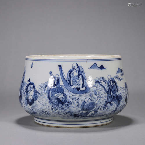 A blue and white arhat porcelain bowl